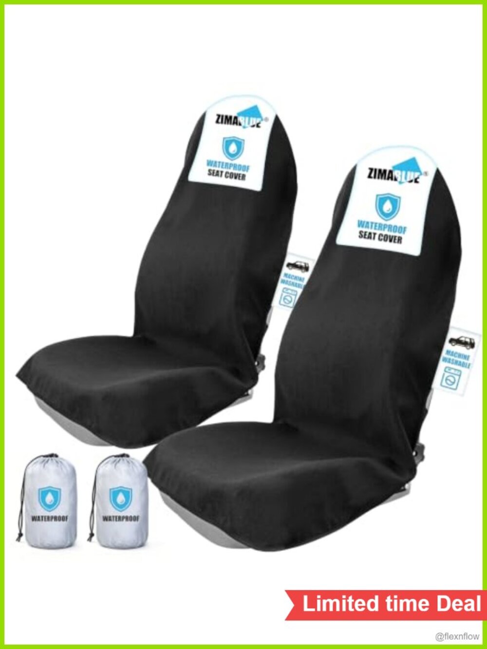 Waterproof Microfiber Terry Car Seat Covers 2 Pack Non-Slip Bucket Seat